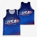 Patriotic Tech Running Tank Top - Land of The Free Running Singlet