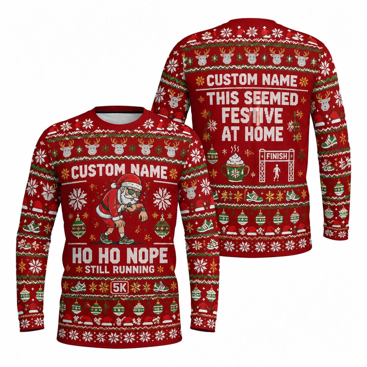Custom Name Ho Ho Nope Running Long Sleeve Shirt