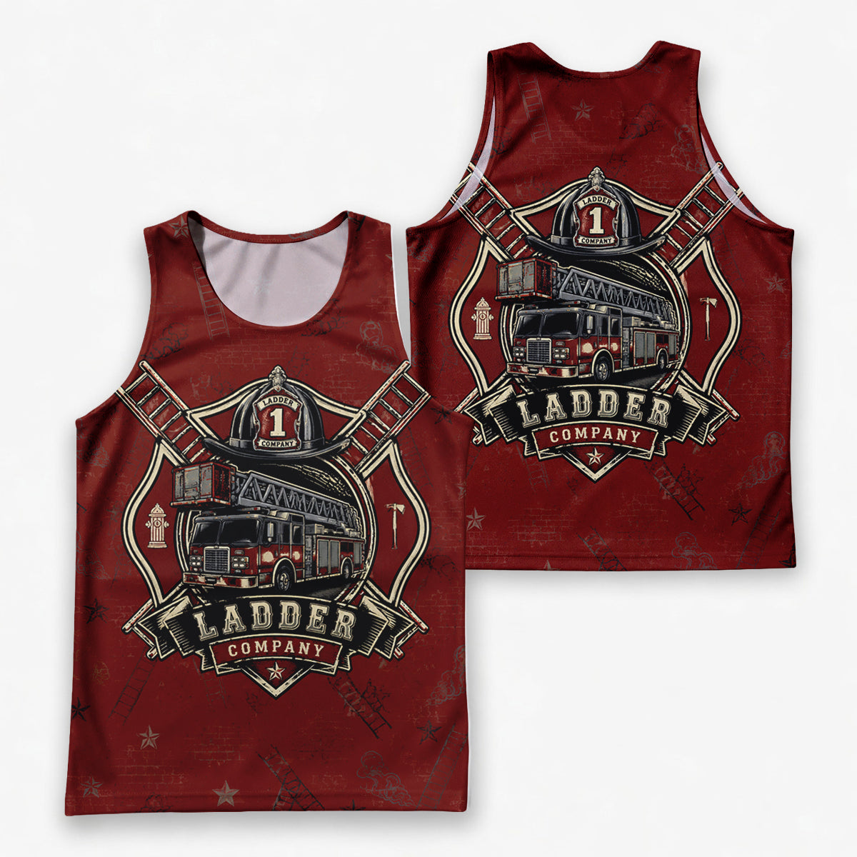 Men's Running Tank Top Firefighter Ladder Company Running Singlet