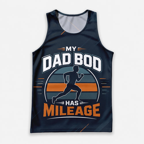 Funny Dad Running Tank Top My Dad Bod Has Mileage Tech Singlet V2