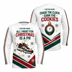 Custom Name All I Want for Christmas Is a PR Running Long Sleeve Shirt
