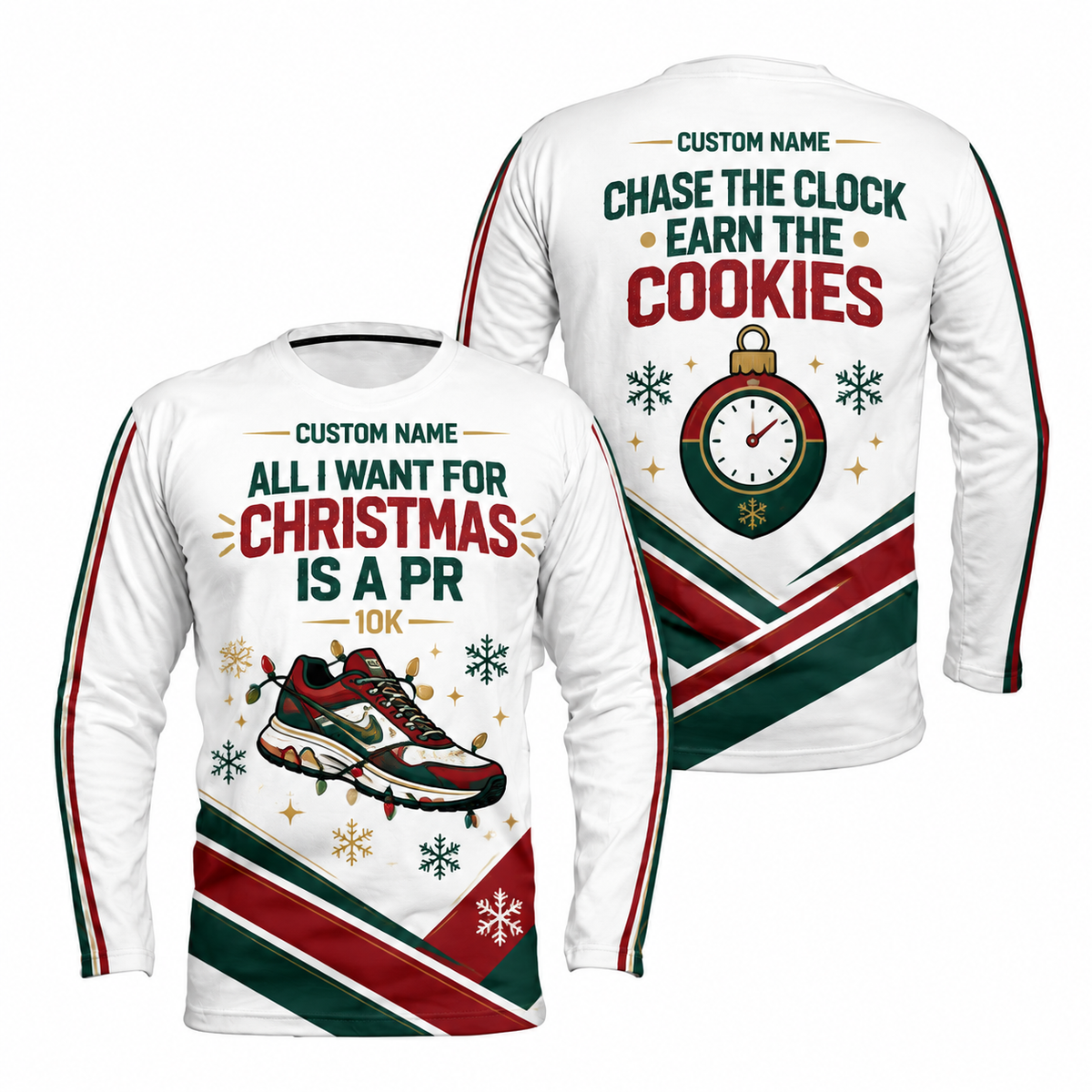 Custom Name All I Want for Christmas Is a PR Running Long Sleeve Shirt