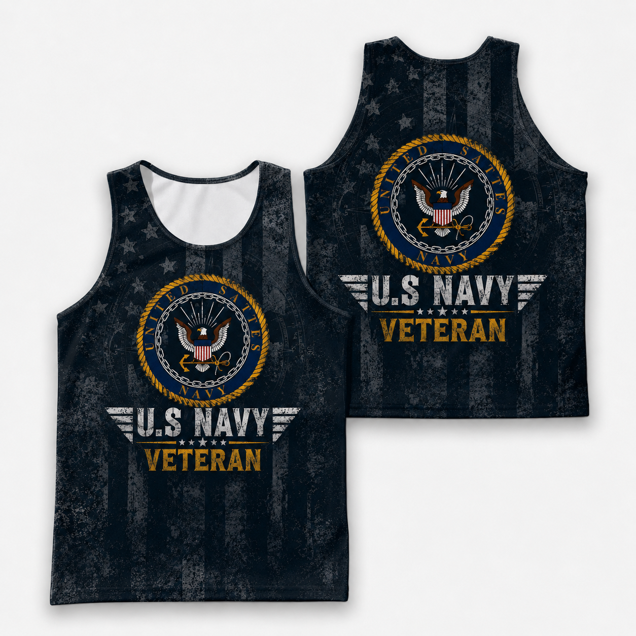 Veteran Running Tank Top - US Navy Veteran V8 Tech Singlet