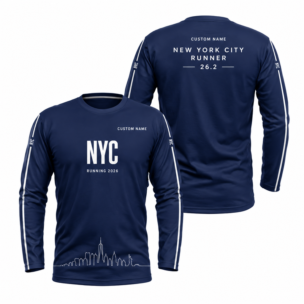 Custom Name NYC Minimal Performance Running Long Sleeve Shirt
