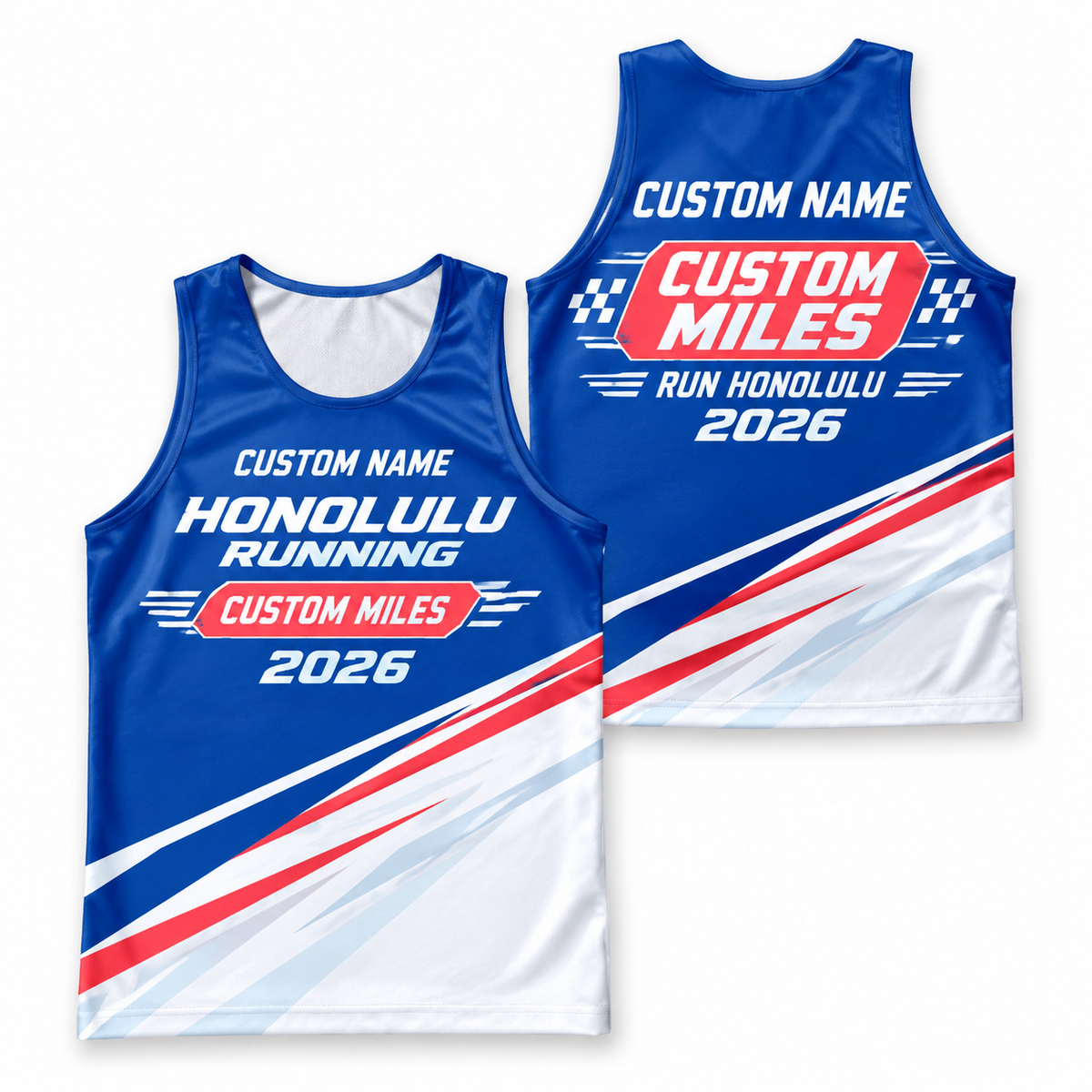 Custom Name Miles Honolulu 26.2 Runner Running Tank Top
