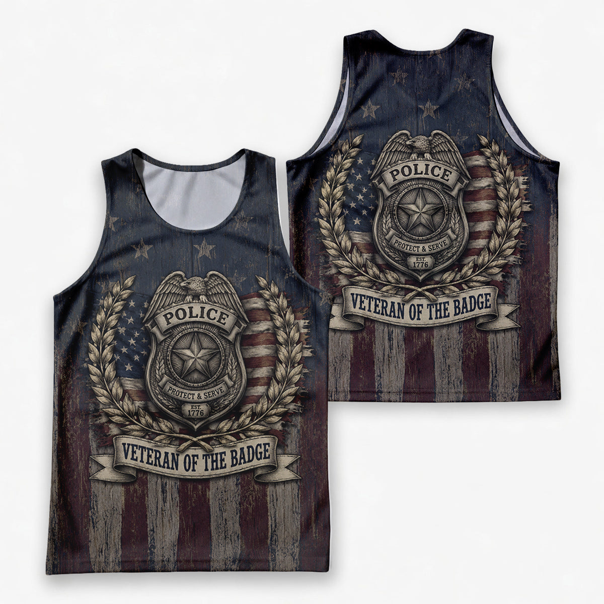 Men's Running Tank Top Police Veteran Of The Badge Running Singlet