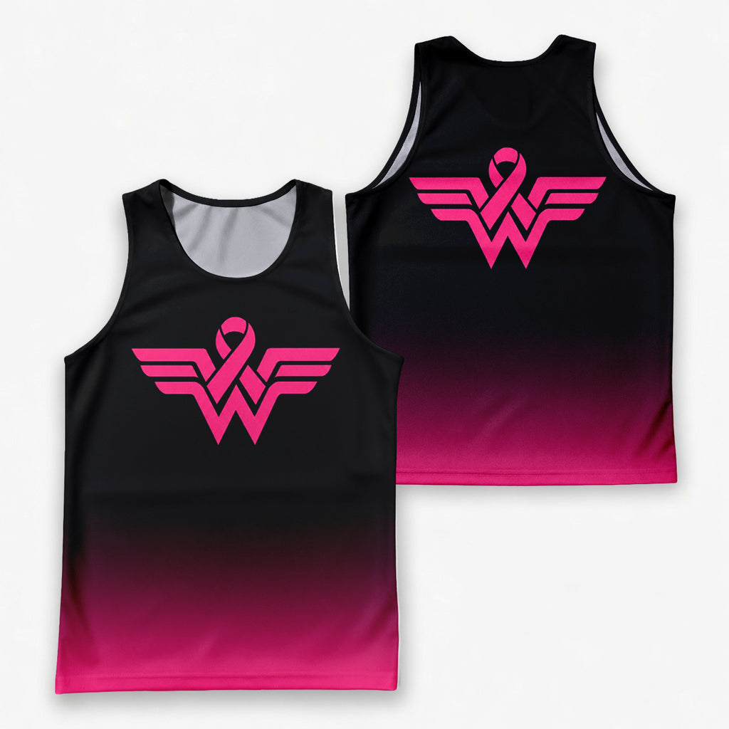 Cancer Fighter Running Tank Top Pink Ribbon Running Singlet for Men and Women