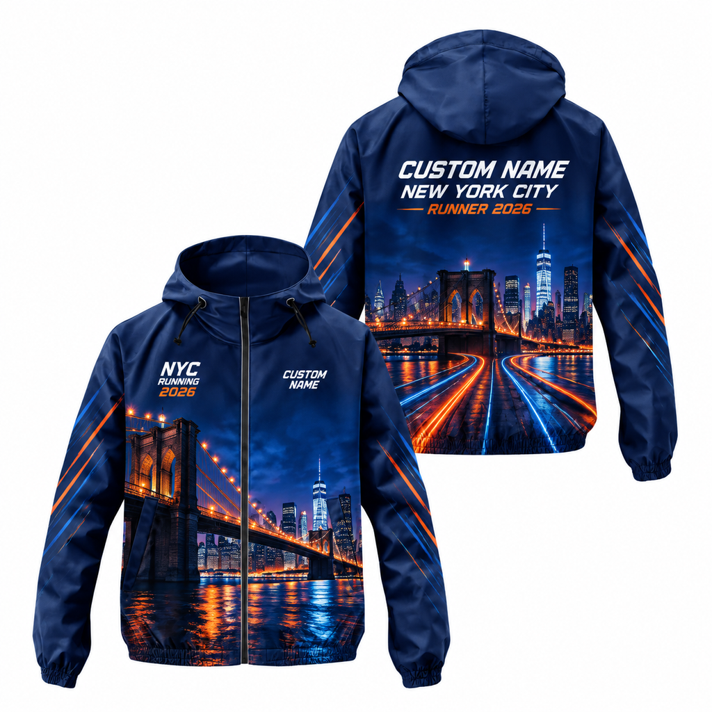 Custom Name Brooklyn Bridge Night Run Running Windbreaker Jacket