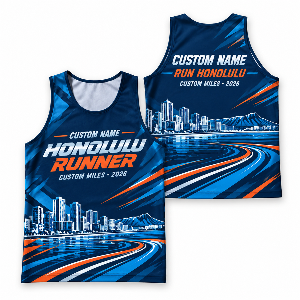Custom Name Miles Honolulu Skyline Runner Running Tank Top