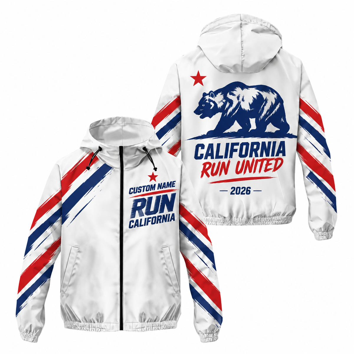 Custom Name Run California Flag Running Windbreaker Jacket