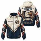 Custom Name American Veteran Eagle Crest Running Windbreaker Jacket