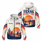 Custom Name Texas Cactus Sunset Running Windbreaker Jacket