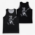 Cat Running Tank Top Rockstar Cat Running Singlet for Men and Women