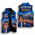 Custom Name Brooklyn Bridge Motion Sleeveless Running Puffer Jacket