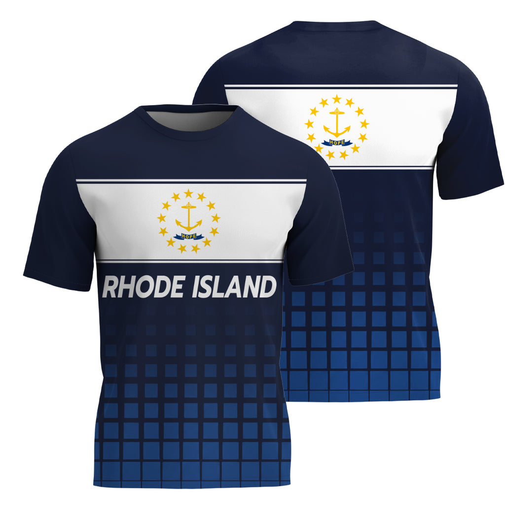 Rhode Island State Pride Tech Running T-Shirt