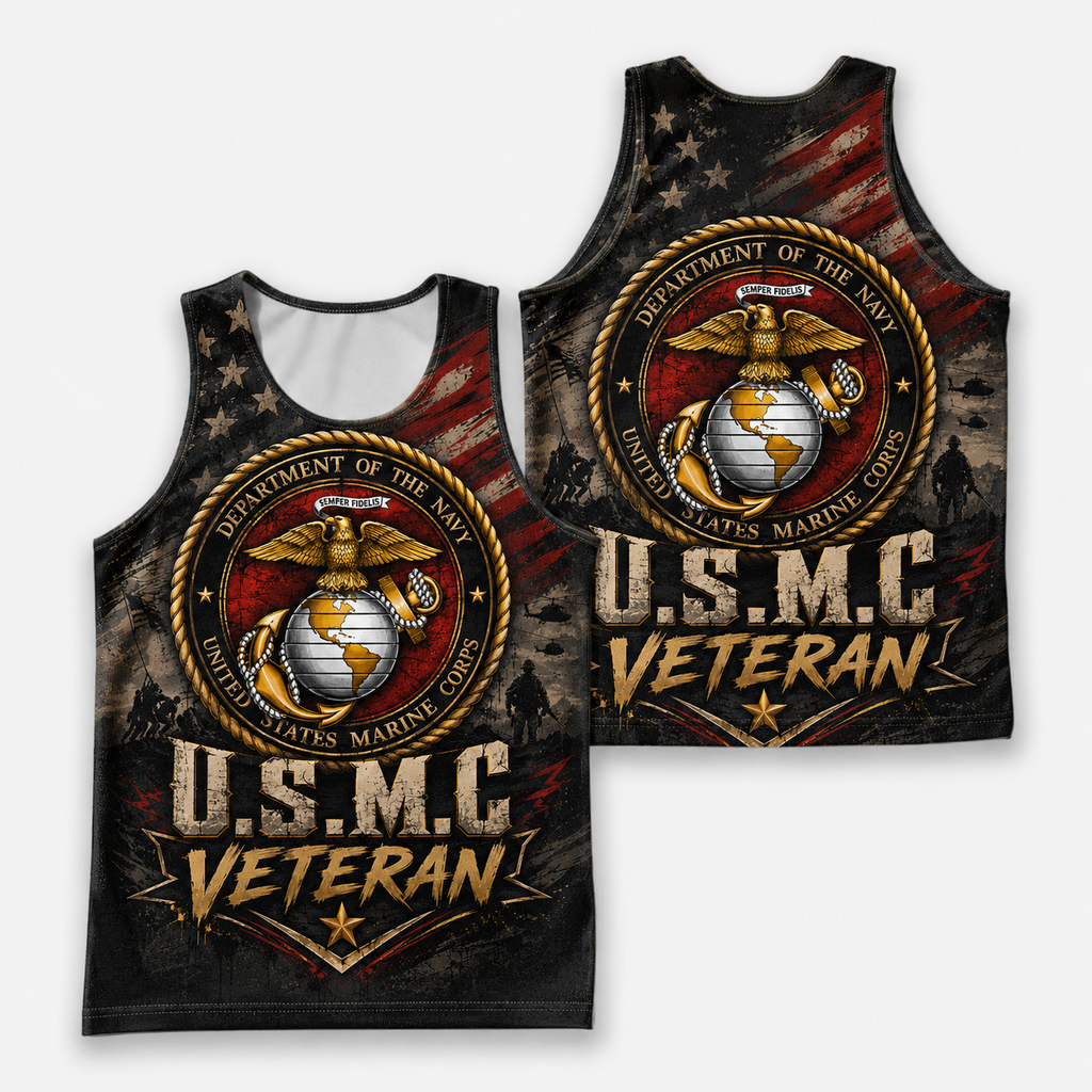 Veteran Running Tank Top - US Marine Corps Veteran V2 Tech Singlet