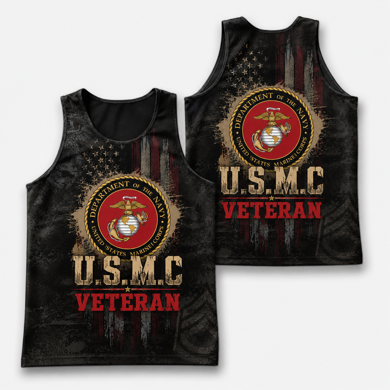 Veteran Running Tank Top - US Marine Corps Veteran V8 Tech Singlet