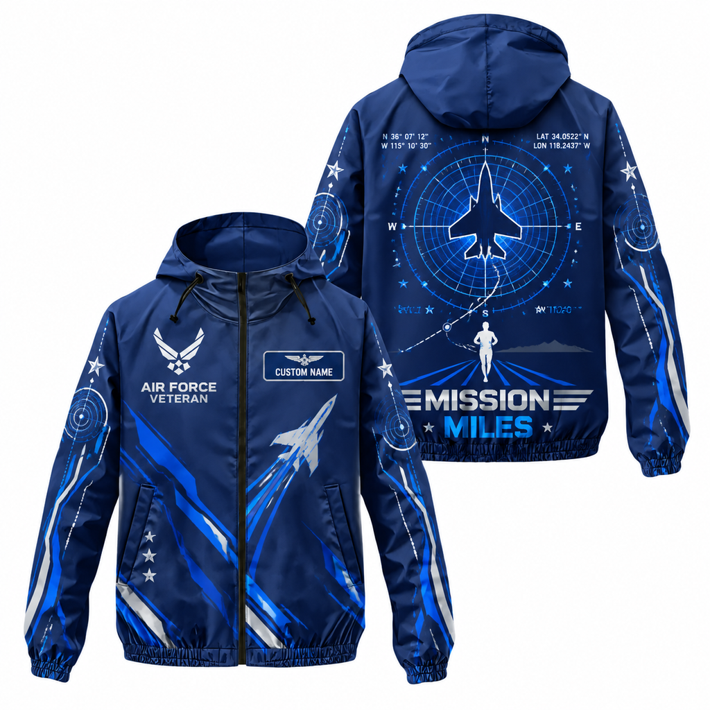 Custom Name Air Force Mission Miles Running Windbreaker Jacket