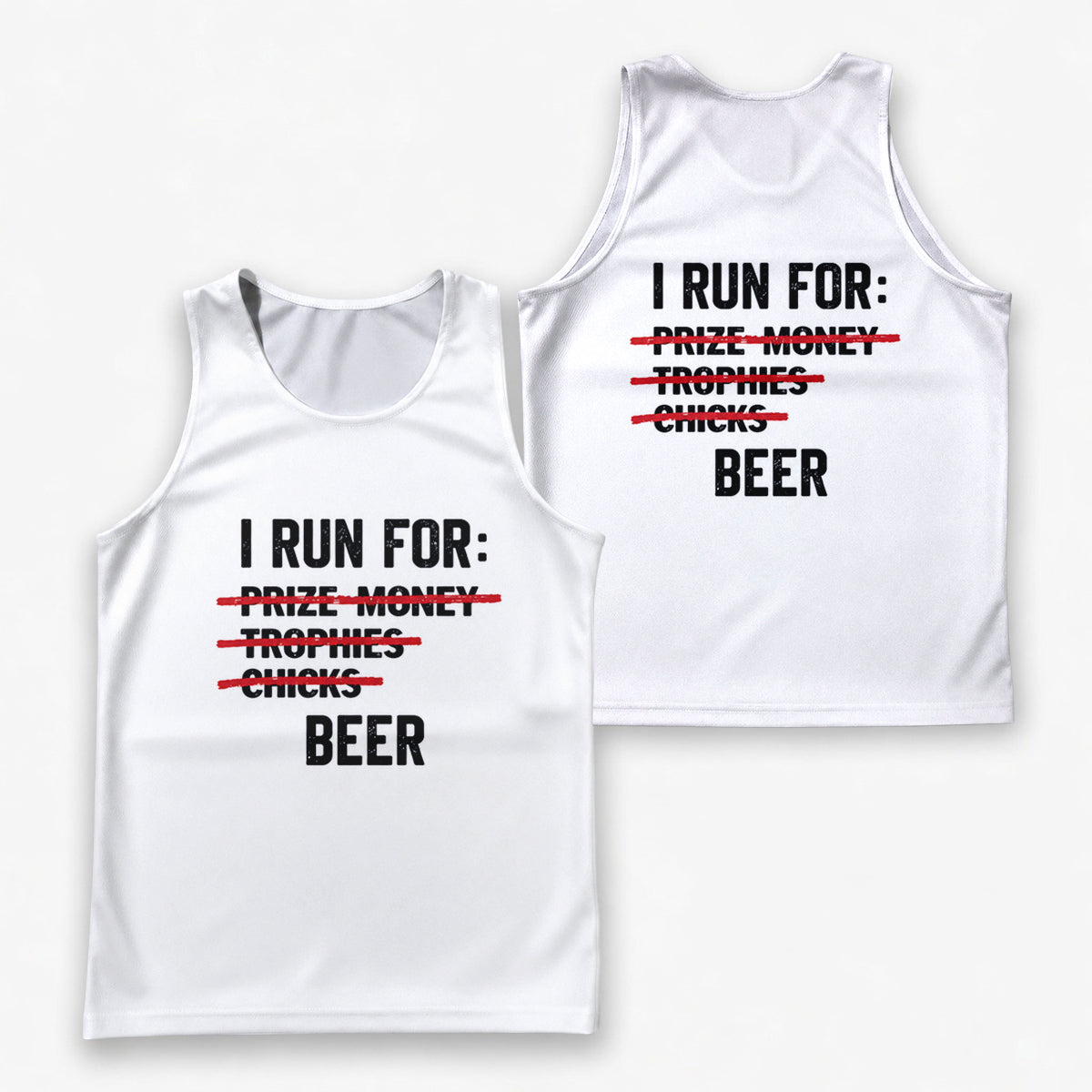 Funny Running Tank Top I Run For Beer Runner Quote Tech Singlet