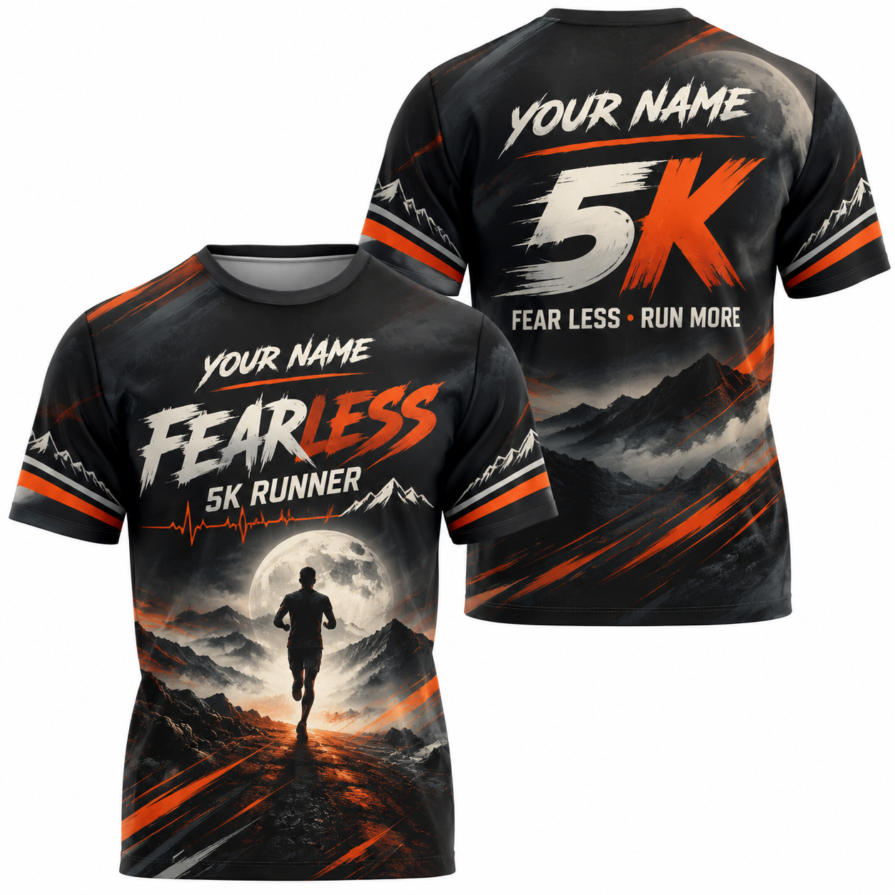 Custom Name Fearless 5K Runner Halloween Tech Running T-Shirt