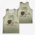 Funny Running Tank Top I Hate Running Lazy Snail Tech Singlet