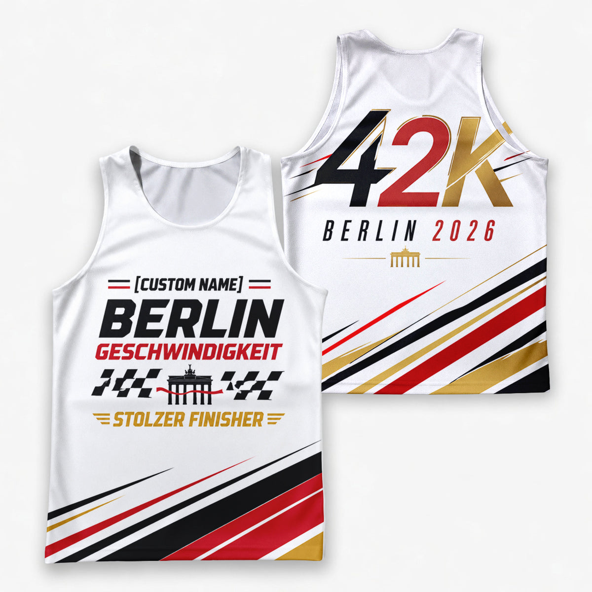 Minimalistische Streifen Berlin Wettkampftag Lauf-Tanktop