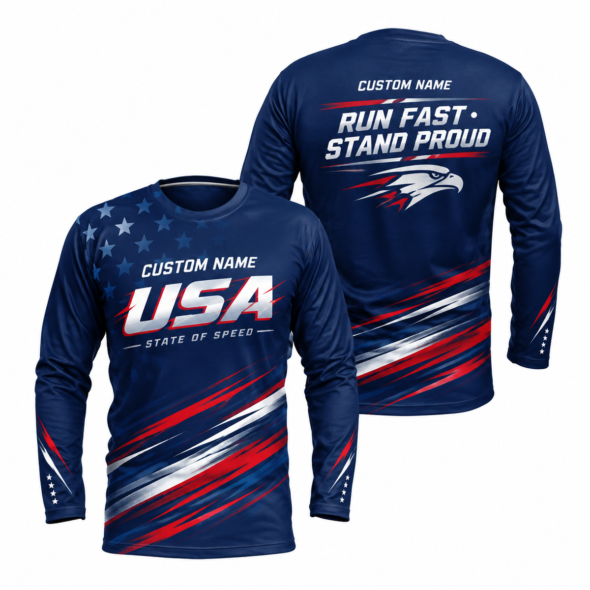 Custom Name State of Speed Running Long Sleeve Shirt