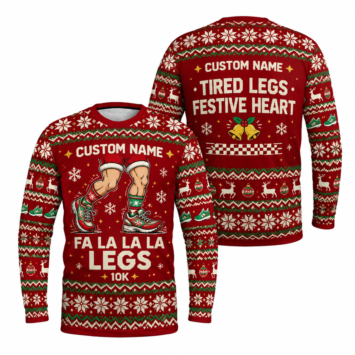 Custom Name Fa La La La Legs Running Long Sleeve Shirt