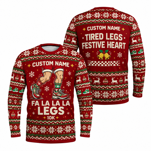 Custom Name Fa La La La Legs Running Long Sleeve Shirt