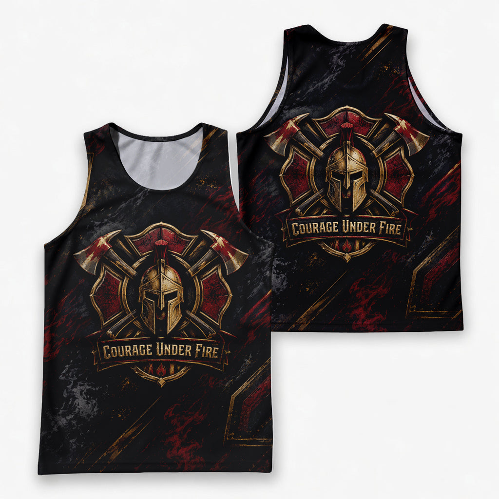Men's Running Tank Top Firefighter Courage Under Fire Running Singlet