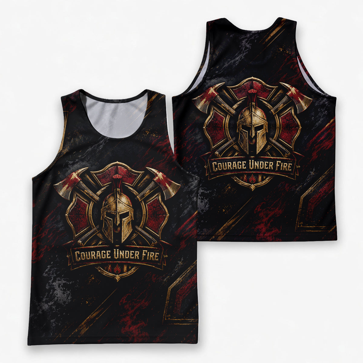 Men's Running Tank Top Firefighter Courage Under Fire Running Singlet