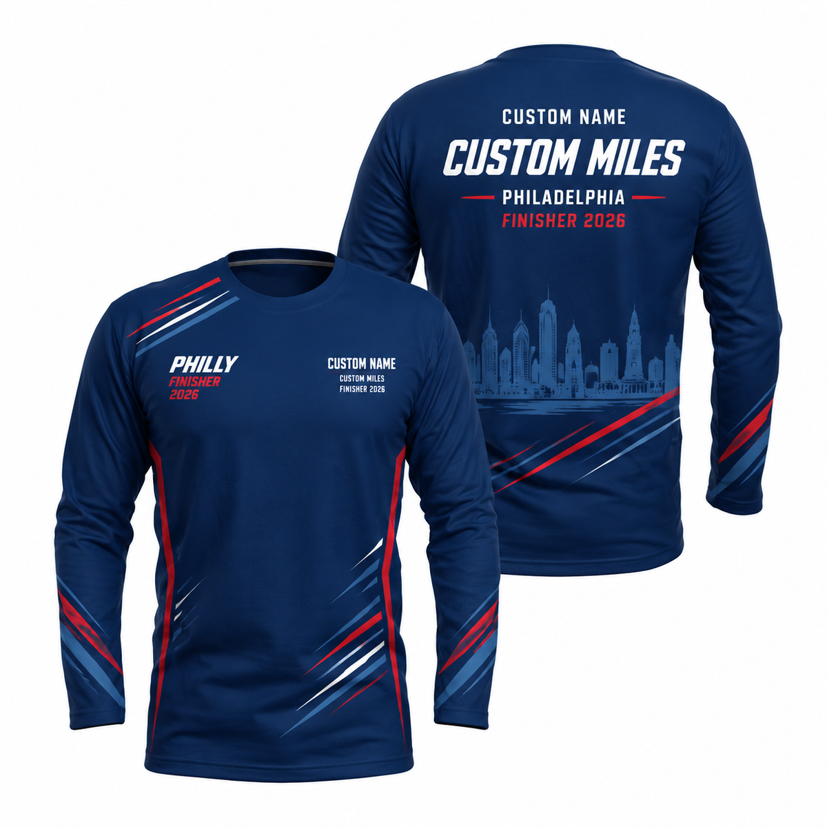 Custom Name Philly Finisher Racing 2026 Running Long Sleeve Shirt