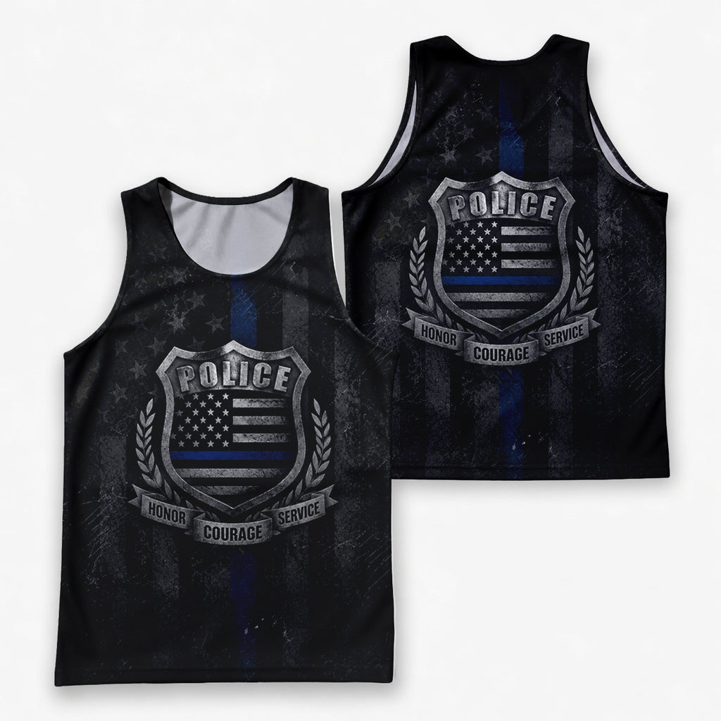 Men's Running Tank Top Police Honor Courage Service Running Singlet