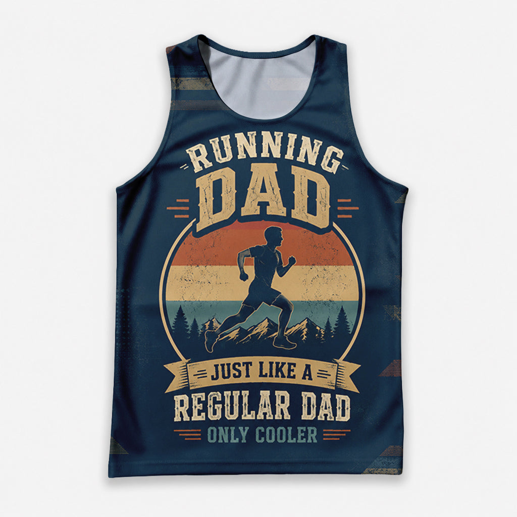 Funny Dad Running Tank Top Like Regular Dad Only Cooler Tech Singlet V2