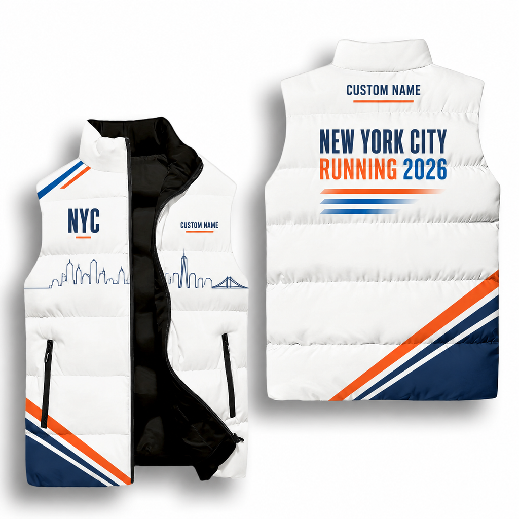 Custom Name Minimal Performance NYC Vest Sleeveless Running Puffer Jacket
