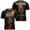 Custom Name Haunted 5K Halloween Tech Running T-Shirt