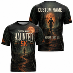 Custom Name Haunted 5K Halloween Tech Running T-Shirt