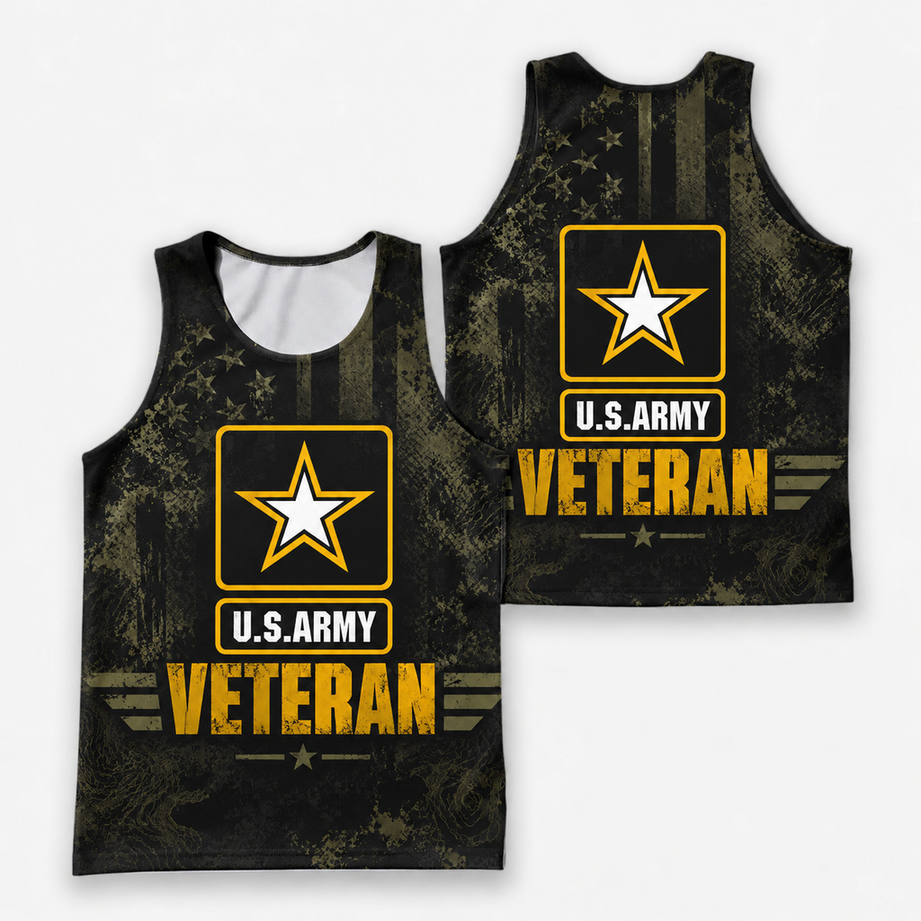 Veteran Running Tank Top - US Army Veteran V4 Tech Singlet