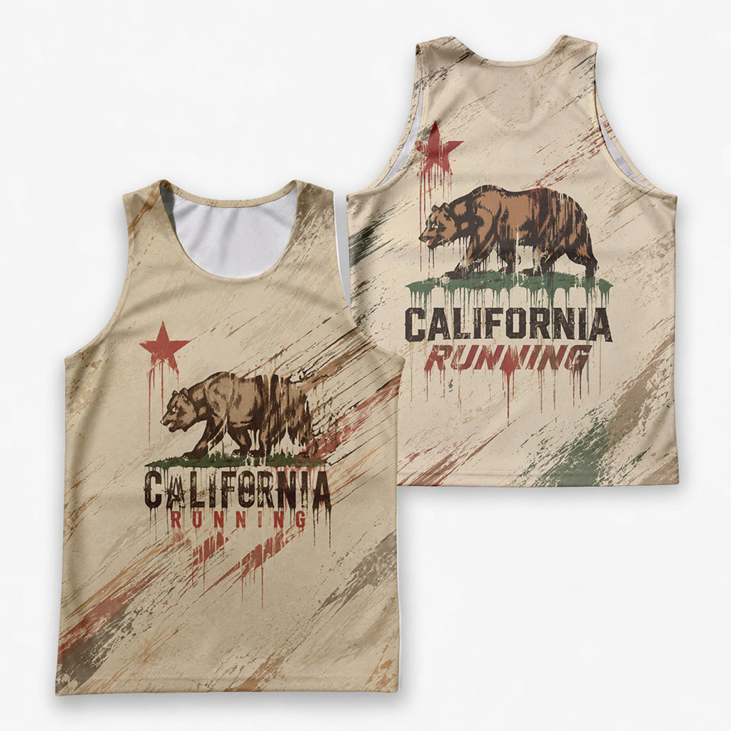 California Flag Grunge Runner California State Running Tank Top