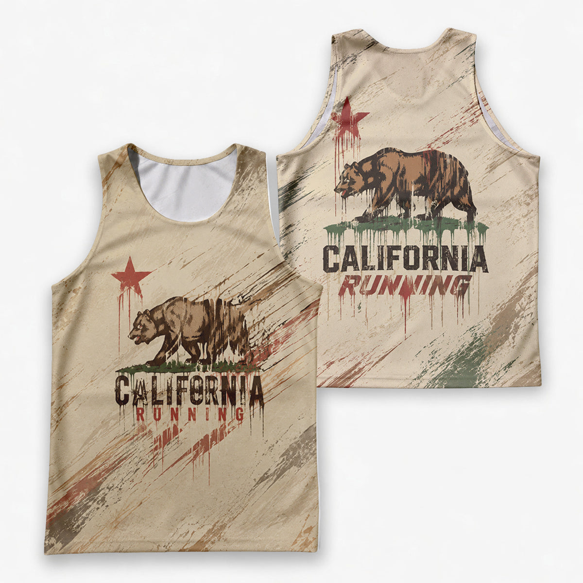 California Flag Grunge Runner California State Running Tank Top