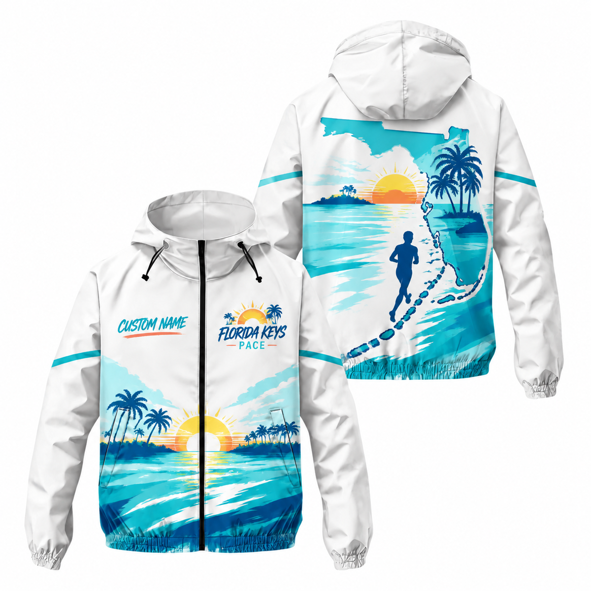 Custom Name Florida Keys Pace Florida Running Windbreaker Jacket