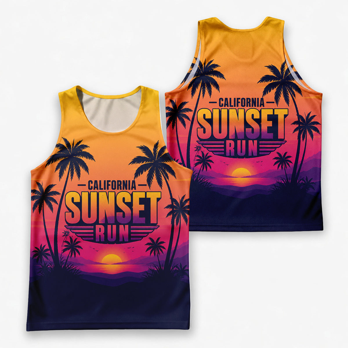 Cali Sunset Palms California State Running Tank Top