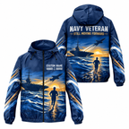 Custom Name Navy Carrier Runner Running Windbreaker Jacket