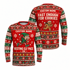 Custom Name Resting Elf Pace Running Long Sleeve Shirt