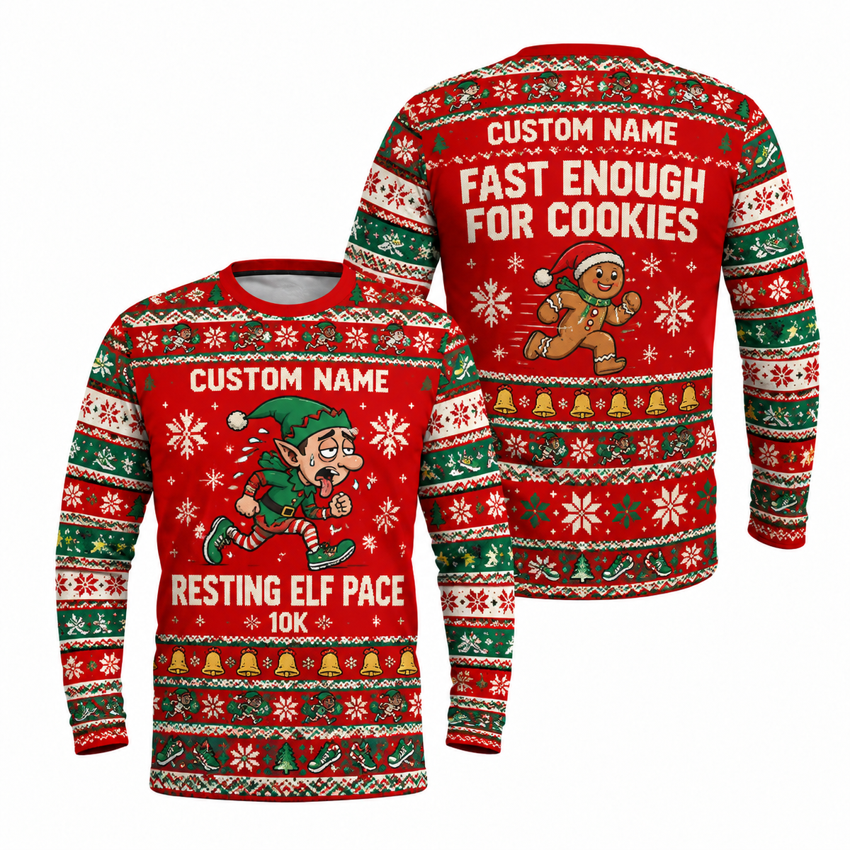 Custom Name Resting Elf Pace Running Long Sleeve Shirt