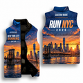 Custom Name New York Sunset Runner Vest Sleeveless Running Puffer Jacket