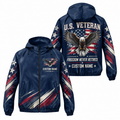 Custom Name Freedom Never Retires Veteran Running Windbreaker Jacket