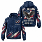 Custom Name Freedom Never Retires Veteran Running Windbreaker Jacket