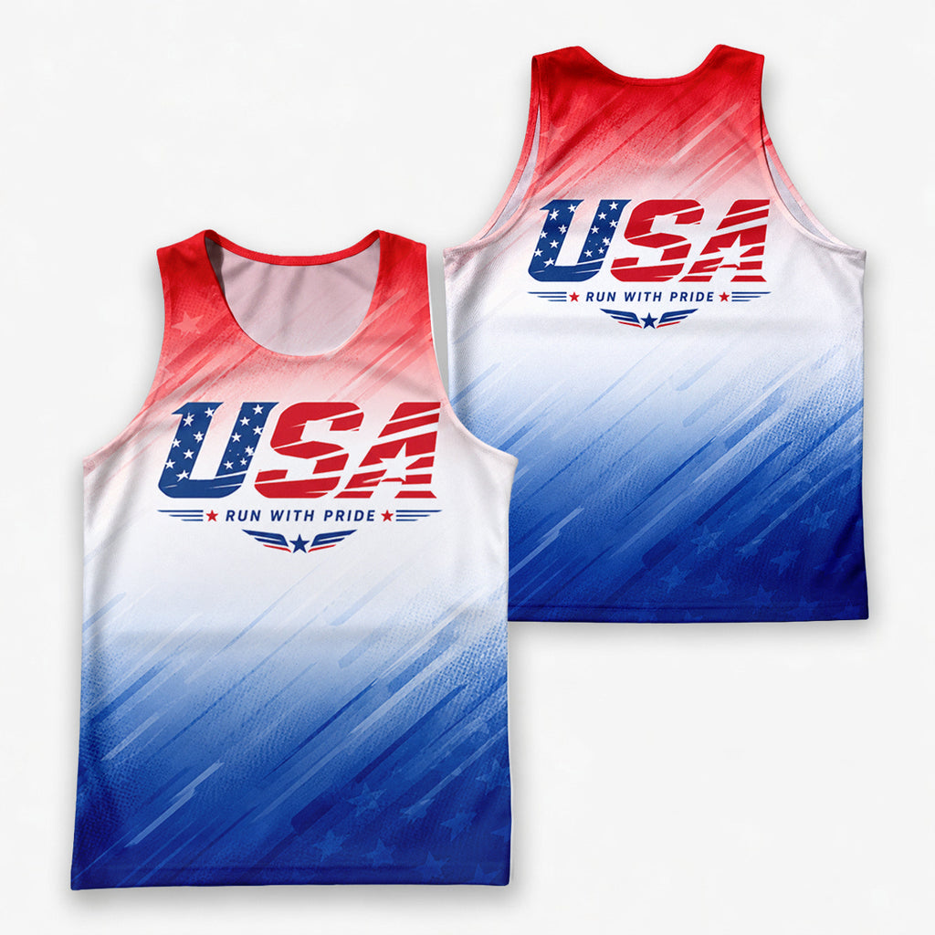 Patriotic Tech Running Tank Top - USA Pride Running Singlet