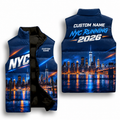 Custom Name NYC Midnight Lights Sleeveless Running Puffer Jacket